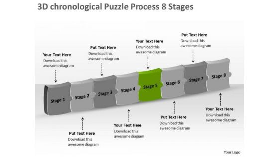 3d Chronological Puzzle Process 8 Stages How To Do Flow Chart PowerPoint Templates