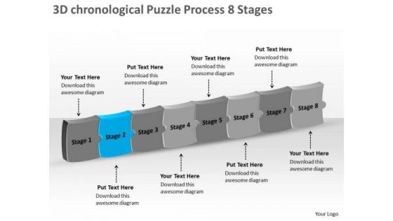 3d Chronological Puzzle Process 8 Stages Quote Flow Chart PowerPoint Templates