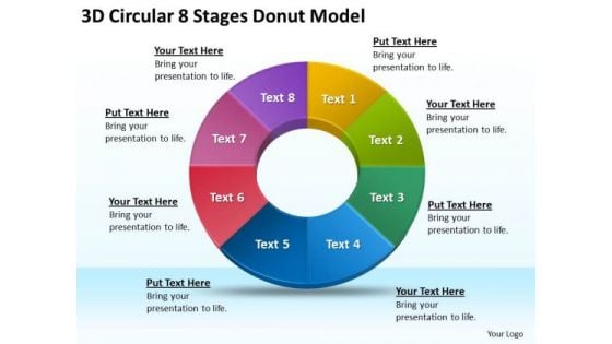 3d Circular 8 Stages Donut Model Business Plan PowerPoint Templates