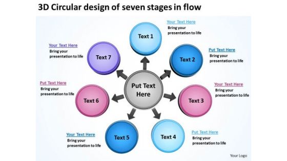 3d Circular Design Of Seven Stages In Flow Charts And Diagrams PowerPoint Templates