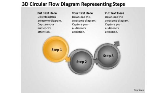 3d Circular Flow Diagram Representing Steps Mini Business Plan PowerPoint Templates