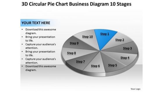 3d Circular Pie Chart Business Diagram 10 Stages Ppt Plan Development PowerPoint Slides