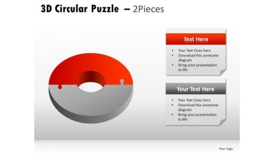 3d Circular Puzzle 2 Pieces PowerPoint Slides And Ppt Theme Templates