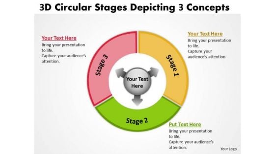 3d Circular Stages Depicting Concepts Flow Network PowerPoint Templates