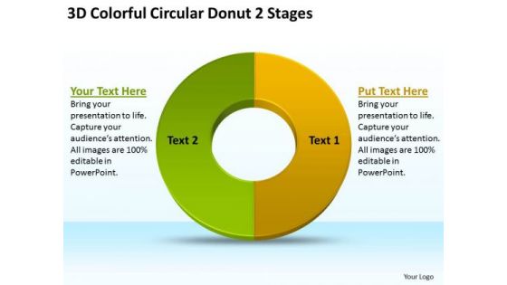 3d Colorful Circular Donut 2 Stages Buy Business Plan PowerPoint Templates