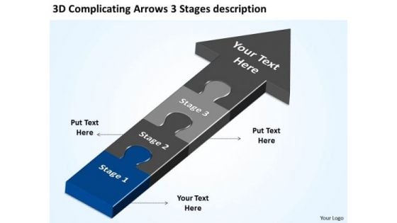 3d Complicating Arrows Stages Description Business Plan Project PowerPoint Templates