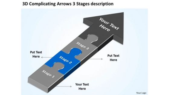 3d Complicating Arrows Stages Description Pro Forma Business Plan PowerPoint Slides