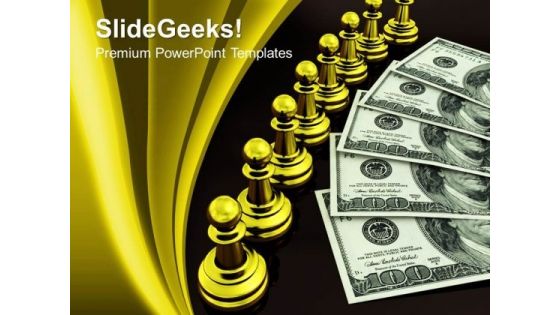 3d Concept Of Golden Chess And Money PowerPoint Templates And PowerPoint Themes 1012