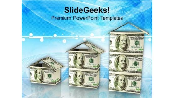3d Concept Real Estate Dollar Houses PowerPoint Templates Ppt Backgrounds For Slides 0113