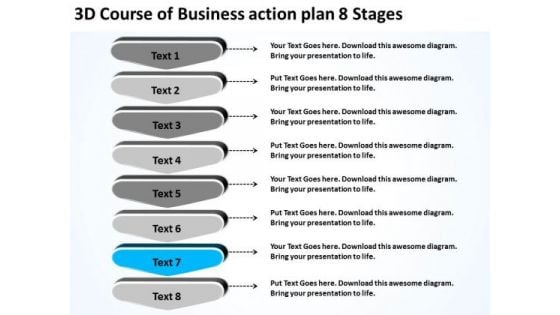 3d Course Of Business Action Plan 8 Stages Ppt Development PowerPoint Slides