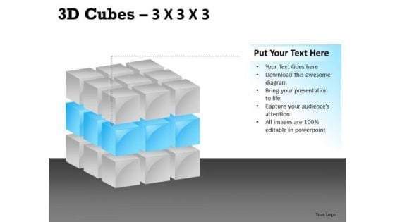 3d Cube Showing Middle Layer Ppt Slides And PowerPoint Template Diagram