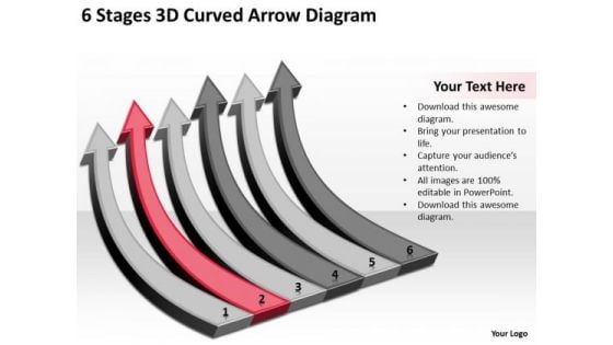 3d Curved Arrow Diagram Small Business Administration Plan PowerPoint Templates