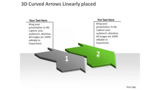 3d Curved Arrows Linearly Placed Creating Flowcharts Visio PowerPoint Slides