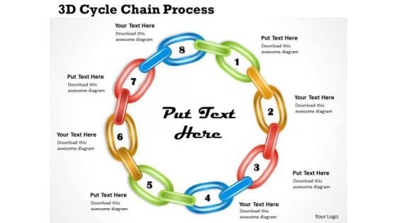 3d Cycle Chain Process PowerPoint Presentation Template