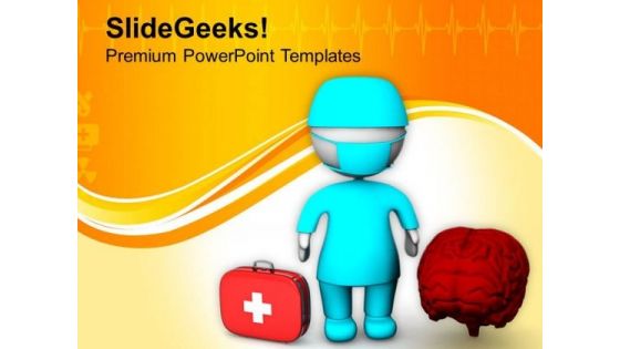 3d Doctor And Brain Medical Theme PowerPoint Templates Ppt Backgrounds For Slides 0713