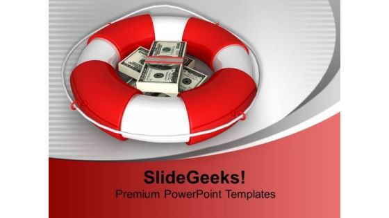 3d Dollars Under Lifesaver Tube Security PowerPoint Templates Ppt Backgrounds For Slides 1112