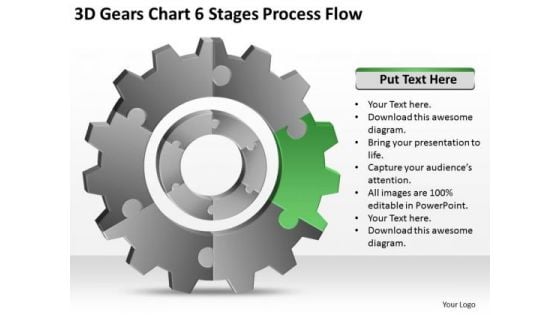 3d Gears Chart 6 Stages Process Flow Ppt Business Plan Template PowerPoint Templates