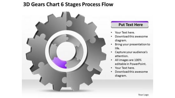 3d Gears Chart 6 Stages Process Flow Ppt Making Business Plan Template PowerPoint Templates