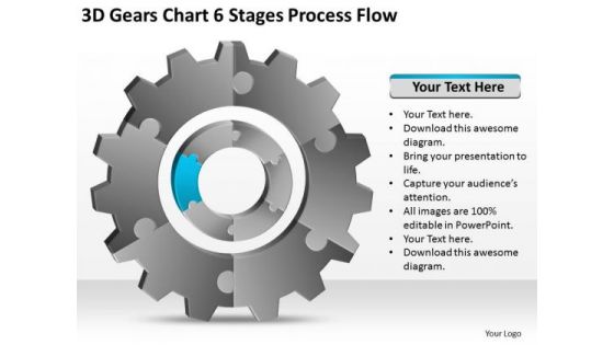 3d Gears Chart 6 Stages Process Flow Ppt Planning Business PowerPoint Templates