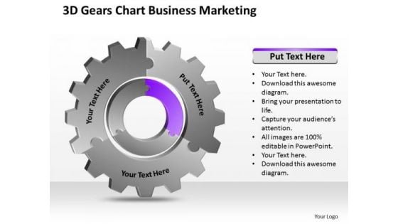 3d Gears Chart Business Marketing Ppt Example Of Plan Outline PowerPoint Slides