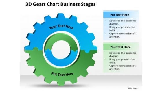 3d Gears Chart Business Stages Online Plan PowerPoint Slides