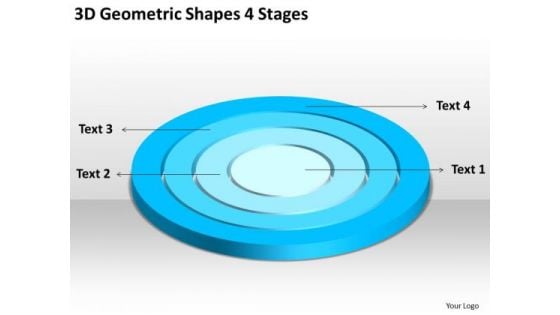 3d Geometric Shapes 4 Stages Written Business Plan PowerPoint Templates