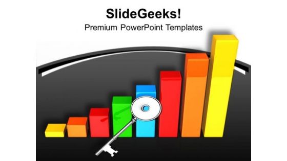 3d Graph Rising With Key Of Success PowerPoint Templates Ppt Backgrounds For Slides 0413