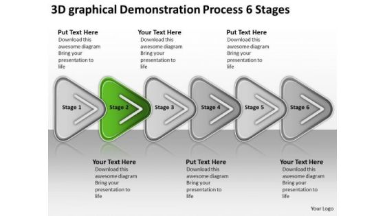 3d Graphical Demonstration Process 6 Stages Marketing Business Plan PowerPoint Slides
