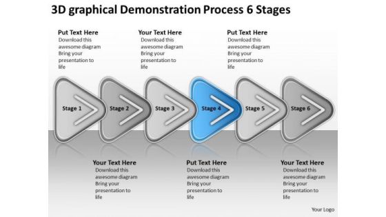 3d Graphical Demonstration Process 6 Stages Simple Business Plan Outline PowerPoint Slides