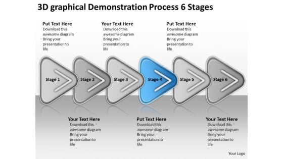 3d Graphical Demonstration Process 6 Stages Simple Business Plan Outline PowerPoint Slides