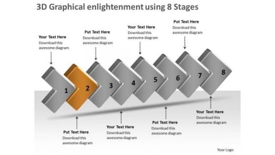 3d Graphical Enlightenment Using 8 Stages Business Tech Support PowerPoint Templates