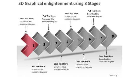 3d Graphical Enlightenment Using 8 Stages Open Source Flowchart PowerPoint Templates