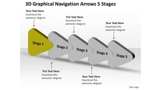 3d Graphical Navigation Arrows 5 Stages Circuit Diagram Maker PowerPoint Slides