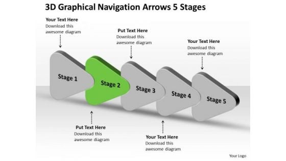 3d Graphical Navigation Arrows 5 Stages Ppt Flow Chart Project PowerPoint Templates