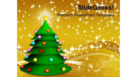 3d Green Christmas Tree Festival PowerPoint Templates Ppt Backgrounds For Slides 1212