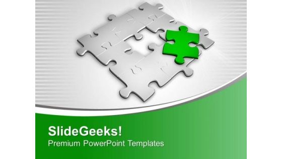 3d Green Jigsaw Puzzle Piece PowerPoint Templates Ppt Backgrounds For Slides 0413