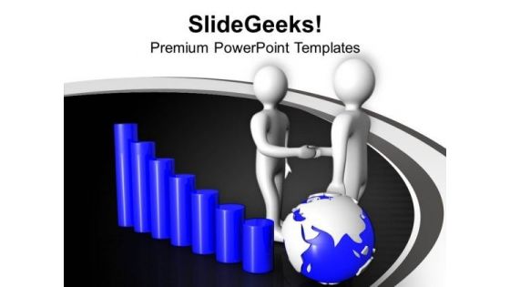 3d Handshake With Graph And Globe PowerPoint Templates Ppt Backgrounds For Slides 0213