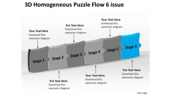 3d Homogeneous Puzzle Flow 6 Issue How To Make Charts PowerPoint Templates