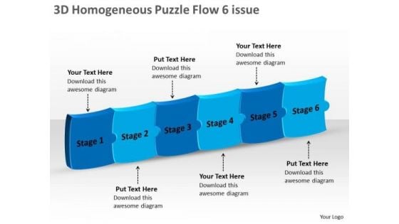 3d Homogeneous Puzzle Flow 6 Issue Proto Typing PowerPoint Slides