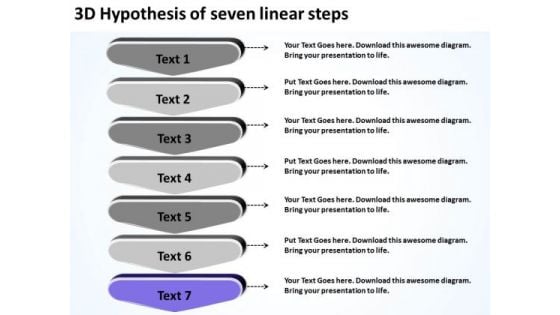 3d Hypothesis Of Seven Linear Steps Business Plan Checklist PowerPoint Templates