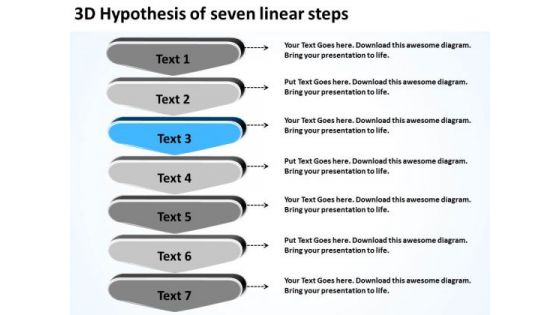 3d Hypothesis Of Seven Linear Steps Ppt Creating Small Business Plan PowerPoint Templates