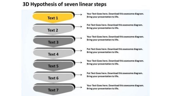 3d Hypothesis Of Seven Linear Steps Startup Business Plan Example PowerPoint Slides