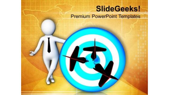 3d Illustration Dart On Target PowerPoint Templates Ppt Backgrounds For Slides 0713