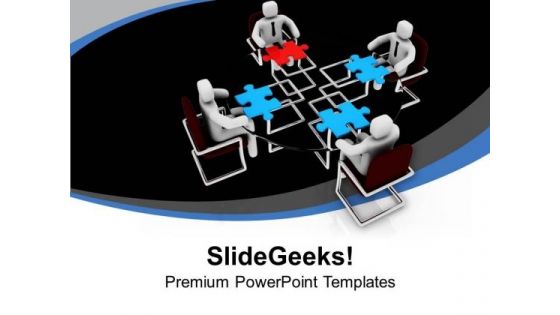 3d Illustration Of Confrence With Puzzles PowerPoint Templates Ppt Backgrounds For Slides 0213