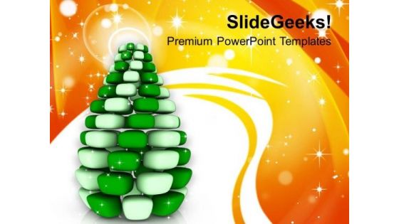 3d Illustration Of Cubed Tree Christmas PowerPoint Templates Ppt Backgrounds For Slides 1212