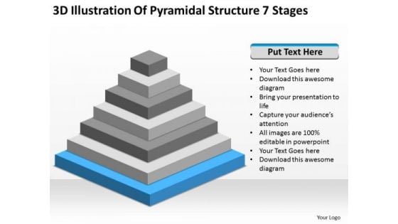 3d Illustration Of Pyramidial Structure 7 Stages Business Plan PowerPoint Templates