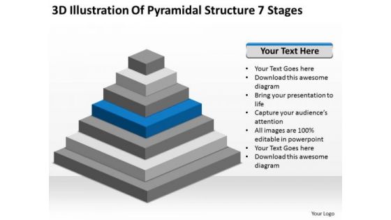 3d Illustration Of Pyramidial Structure 7 Stages Need Business Plan PowerPoint Slides