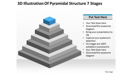 3d Illustration Of Pyramidial Structure 7 Stages Ppt How Business Plan PowerPoint Templates