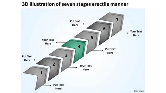 3d Illustration Of Seven Stages Erectile Manner Business Plans Online PowerPoint Slides