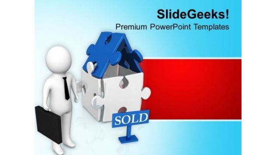 3d Illustration Of Sold House PowerPoint Templates Ppt Backgrounds For Slides 0813